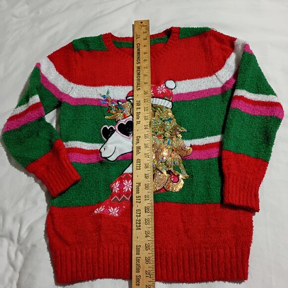 Ugly Christmas Sweater UNICORN Sequins kids 14/16 Women's XS/S EASY CARE - Picture 5 of 9